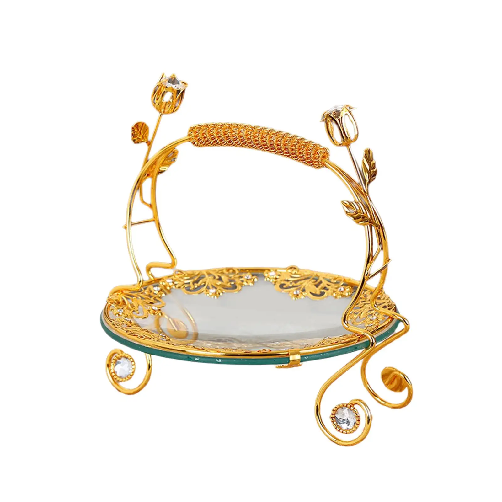 

Dried Food Plate Decorative Tray Vintage Fruit Serving Tray with Handle for Wedding Centerpiece Desktop Countertop Kitchen