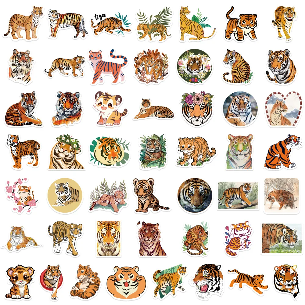50PCS Животное Тигр Граффити Стикеры Автомобиль Гитара Мотоцикл Багаж Чемодан
