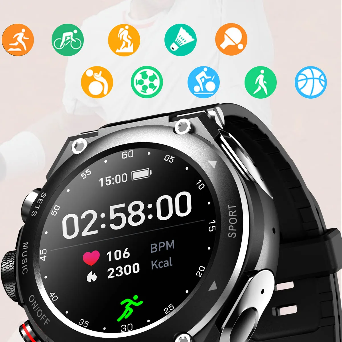 T92 Smart Watch 2 in 1 TWS Wireless Headphone Local Music Call Men Women SmartWatch Heart Rate Waterproof Sports Smartwatch