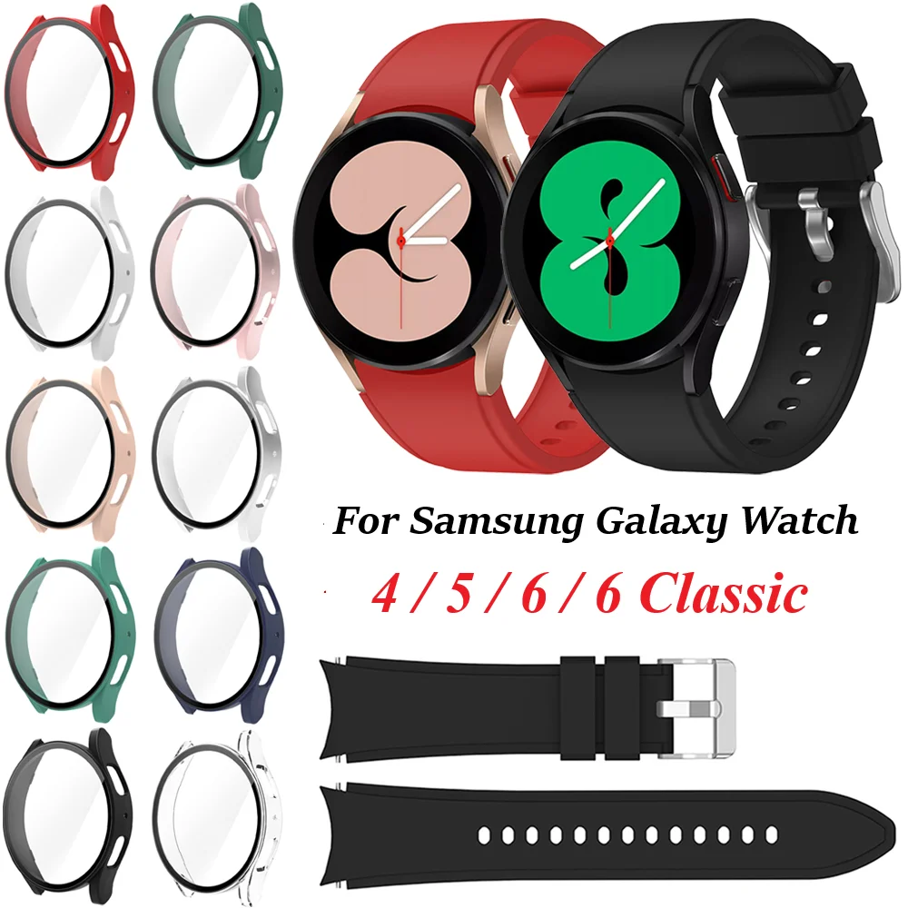 

Case+Band for Samsung Galaxy Watch 4/5/6 40mm 44mm Screen Protector PC Hard Cover+Strap for Watch 4/6 Classic 42mm46mm 43mm 47mm
