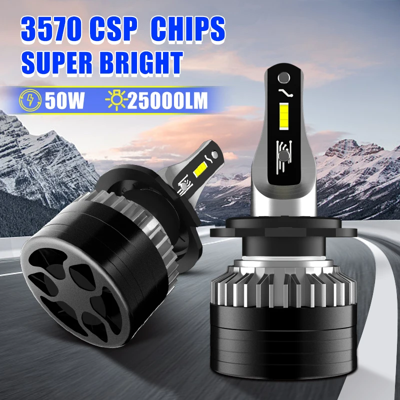 Carsnake H4 H1 H7 Faray Лампы для фар автомобилей 50 Вт 3570 лм 6000CSP H8 H11 Противотуманные фары 12