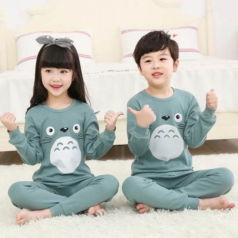 Autumn Girl Boys Pajamas Sets Children's Clothing Suit Tops+Pants Sleepwear Cotton Cartoon Totoro Pyjamas Kids Pijamas Nightwear | Детская