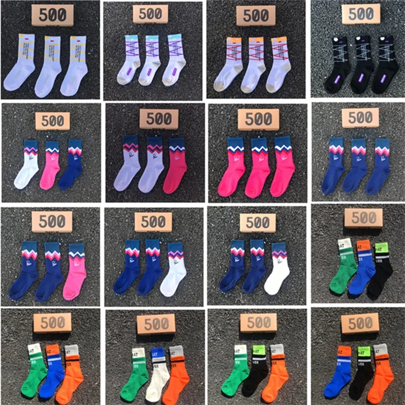 Socks Men's VIP Wholesale Link Fashion Skateboard Sports Letter Embroidery White /Red /Blue Hip Hop Cotton Socks 3 Pairs/box