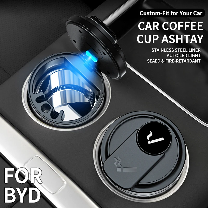 Фото Автомобильная пепельница с LED-подсветкой, бездымный подстаканник для BYD F3, E6, Yuan Plus, Atto, F0, G3, I3, Ea1, Song Max, Tang Dmi, F3, аксессуары №2