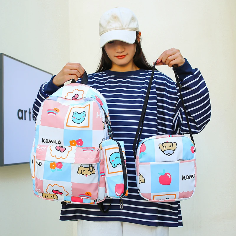 

Cartoon Print Backpack Lightweight School Bookbag Multifunctional Backpack