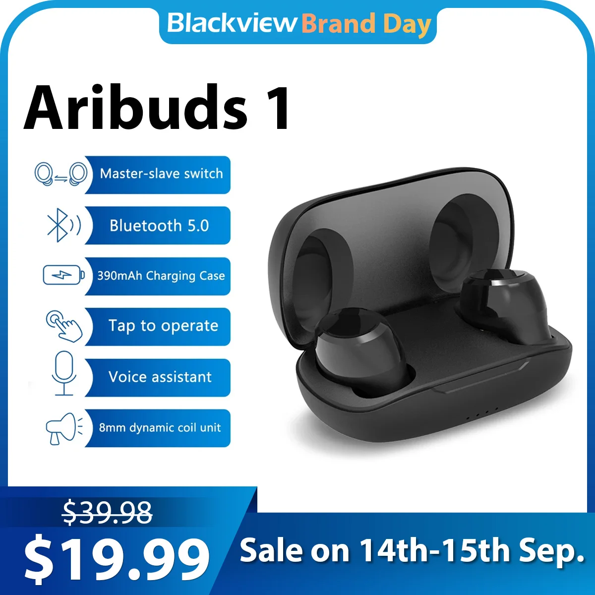 Online Blackview AirBuds 1 TWS بلوتوث سماعة لاسلكية سماعات IPX4 مقاوم للماء سماعات سماعات شحن صندوق مع ميكروفون