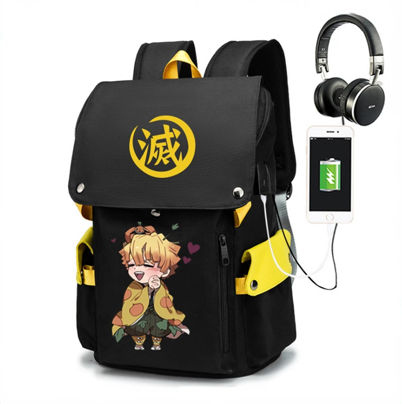 

Школьная сумка Agatsuma Zenitsu с аниме «рассекающий демонов», рюкзак из ткани Оксфорд для ноутбука, школьный ранец для мальчиков и девочек, Вместительная дорожная сумка для детей