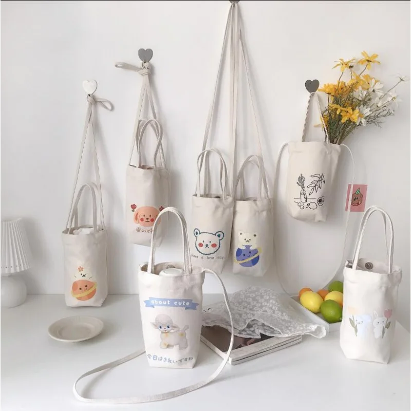 Cup Cover Crossbody Milk Tea Eco-friendly Bag Printing Logo Color Pattern Ins Japanese Umbrella Red Wine