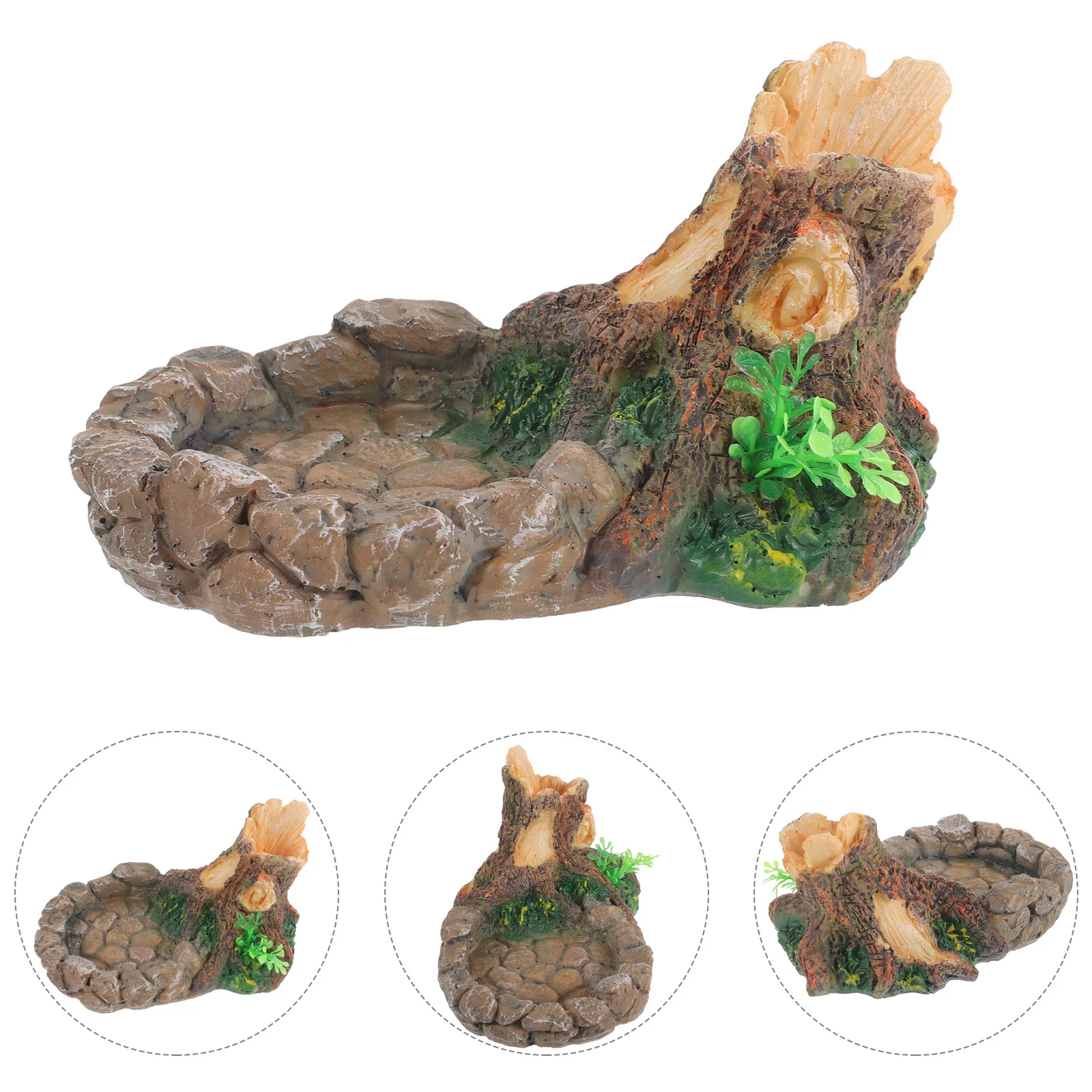 

Reptile Water Bowl Resin Food Feeder Tortoises Feeding Pet Supply Inhabit Reptiles Animal