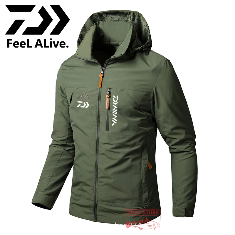 

New Men's Daiwa Fishing Jacket Spring Autumn Thin Quick-drying Tactics Assault Jacket Hood Breathable Waterproof Fishing Jacket