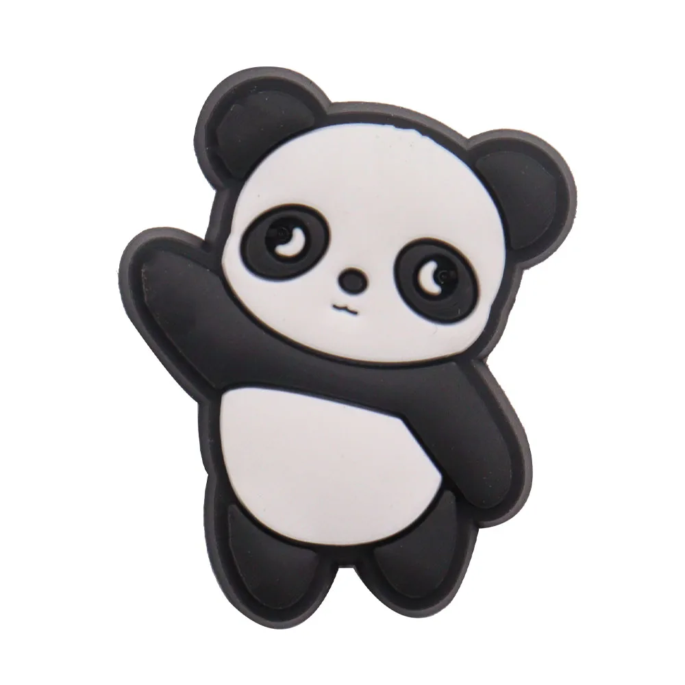 1-8PCS Cute Animals Bamboo Panda Shoes Charms Accessories Buckle Clog Sandals Decorations DIY Wristbands Croc Jibz Kids Gift images - 6
