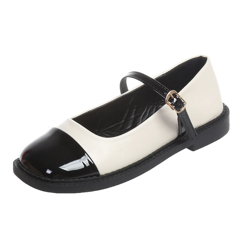 

Новинка весна-осень 2023 французские женские мягкие туфли на плоской подошве с закрытым носком в британском стиле маленькие кожаные туфли