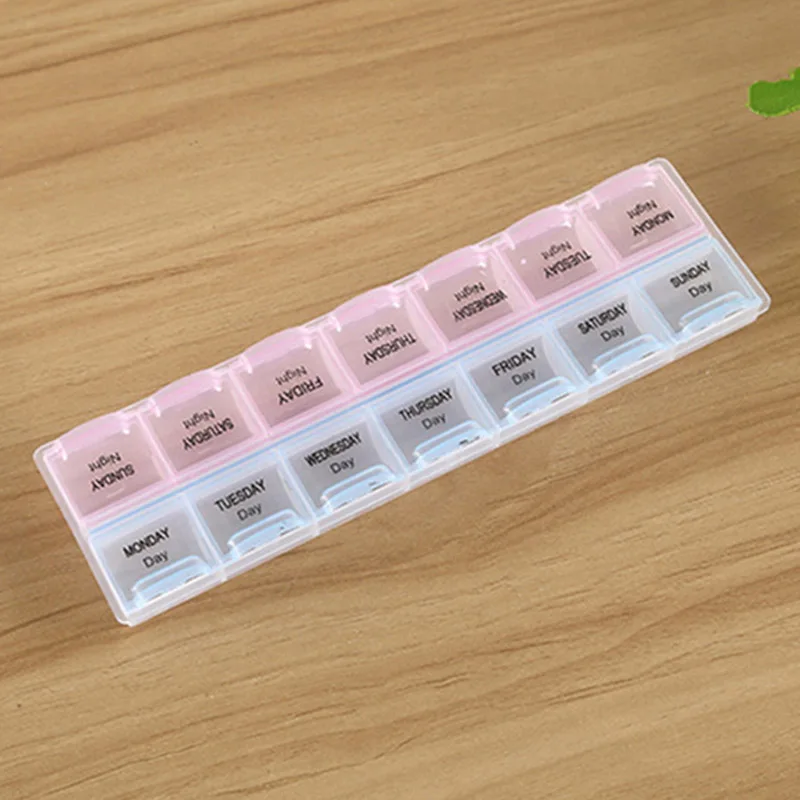 

2 Rows 12 Grid One Week Receive Case Portable Detachable Small Seal Medicine Pill Box Plastic Storage Box TSL1