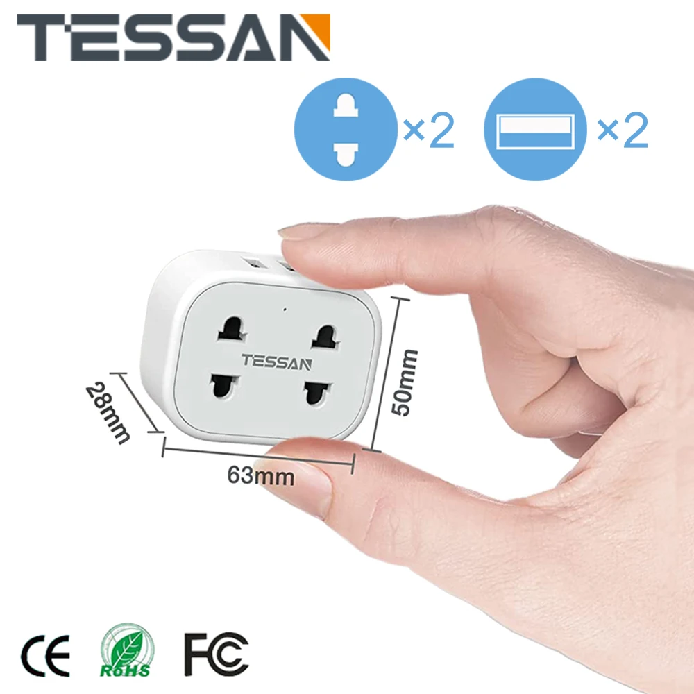Plug Adaptor Uk With 2 Outlet 2 Usb Ports Wall Charger Adapter Plug Socket For Home, Travel