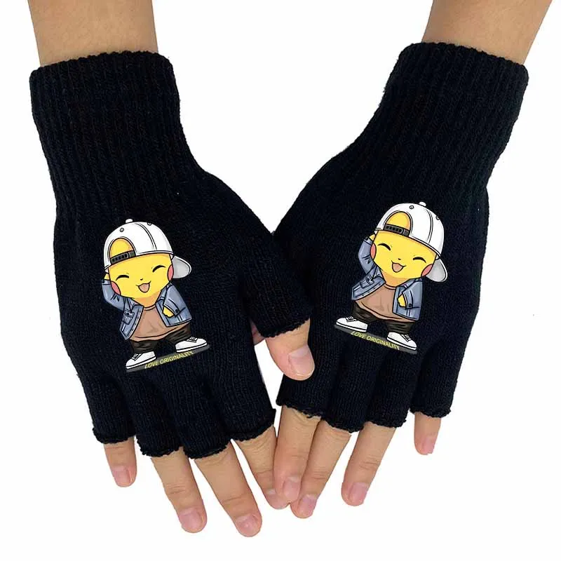 Купи Pokemon Cotton Gloves Pikachu Cartoon Anime Figures Elasticity Mittens Knitted Fingerless Glove Winter Warm for Boys Girls Gifts за 119 рублей в магазине AliExpress