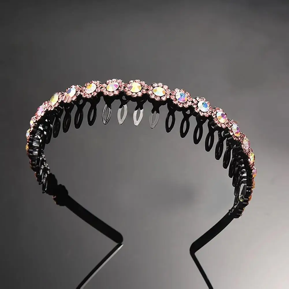 

Stable Unique Charming Rhinestones Flower Sweet Hair Hoop Headgear Hair Hoop Teeth Comb for Party