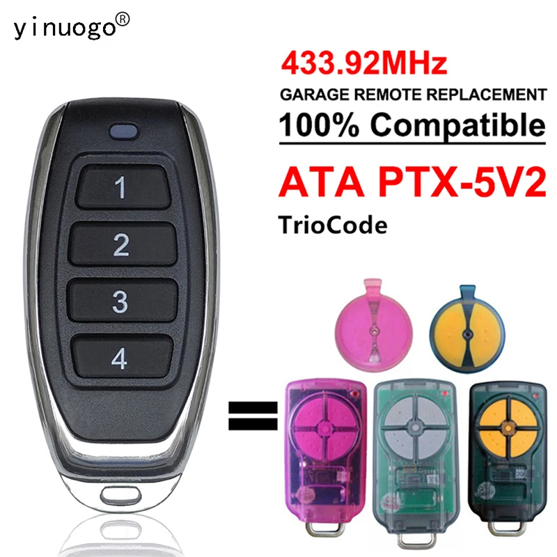 

For ATA PTX5 PTX-5 TrioCode GDO Garage Door Remote Control 433.92MHz Rolling Code ATA PTX-5v1 PTX-5v2 Remote Control Door Opener