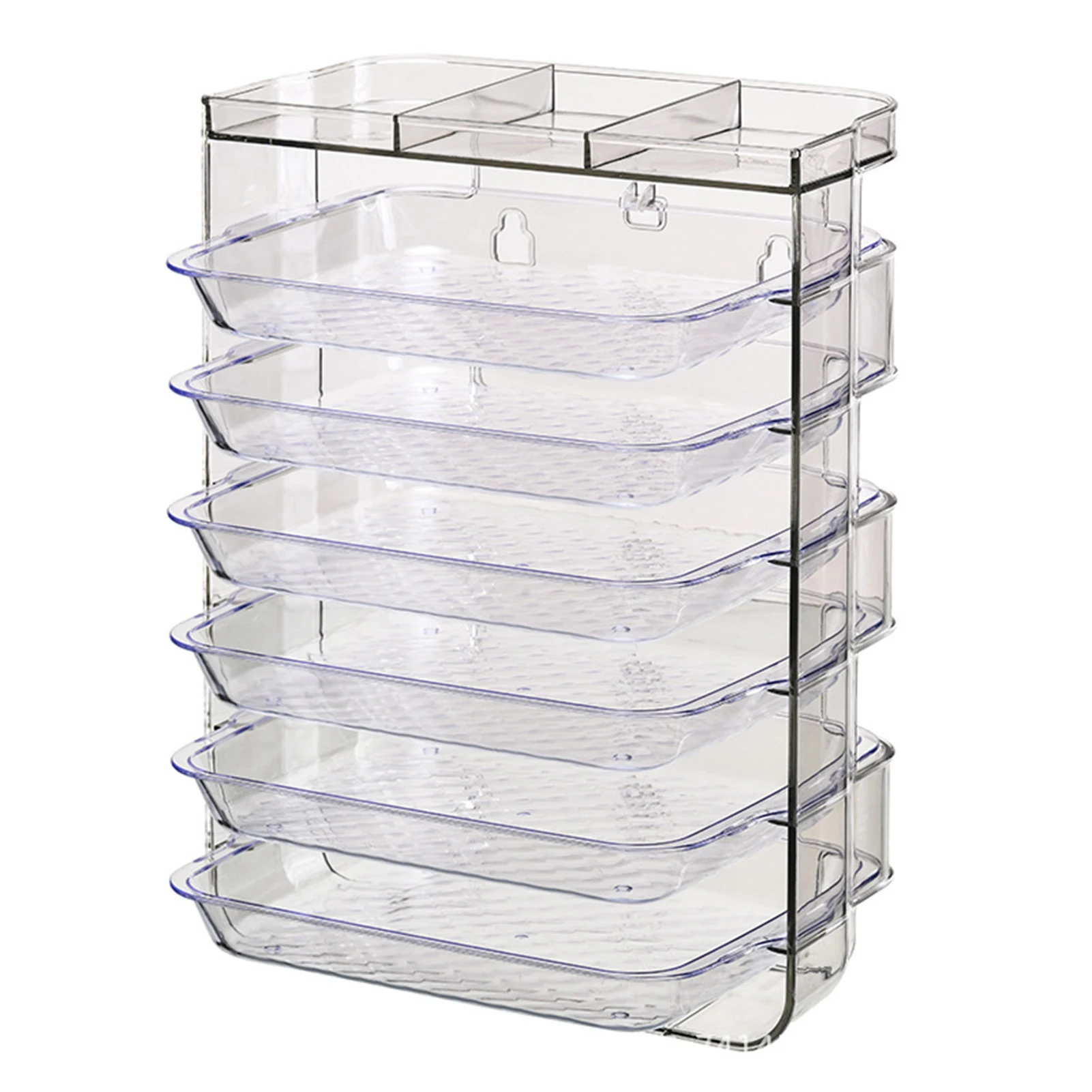 

Multi-Layer Serving Tray Drawer Type Kitchen Food Veg Organizer Holder With Removable Tray Plate Punch Free Wall Mount
