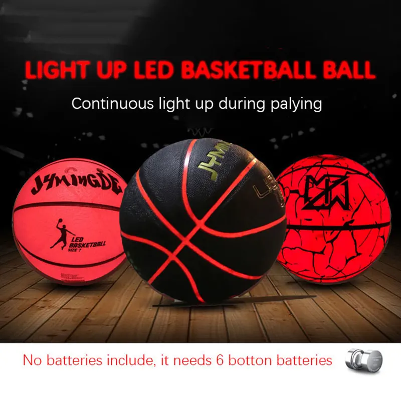 Glow In The Dark Basketball Light Up Indoor Outdoor Size 7 LED Basketball PU Leather for Night Play Gift