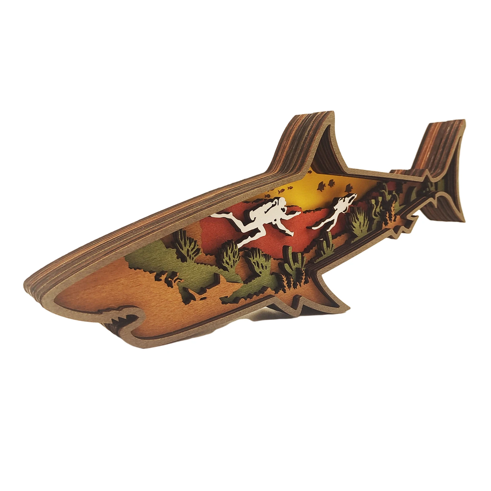 

Деревянное украшение для океана, деревянная декоративная фигурка акулы, уникальная резьба, настенная скульптура, украшение для дома на тем...