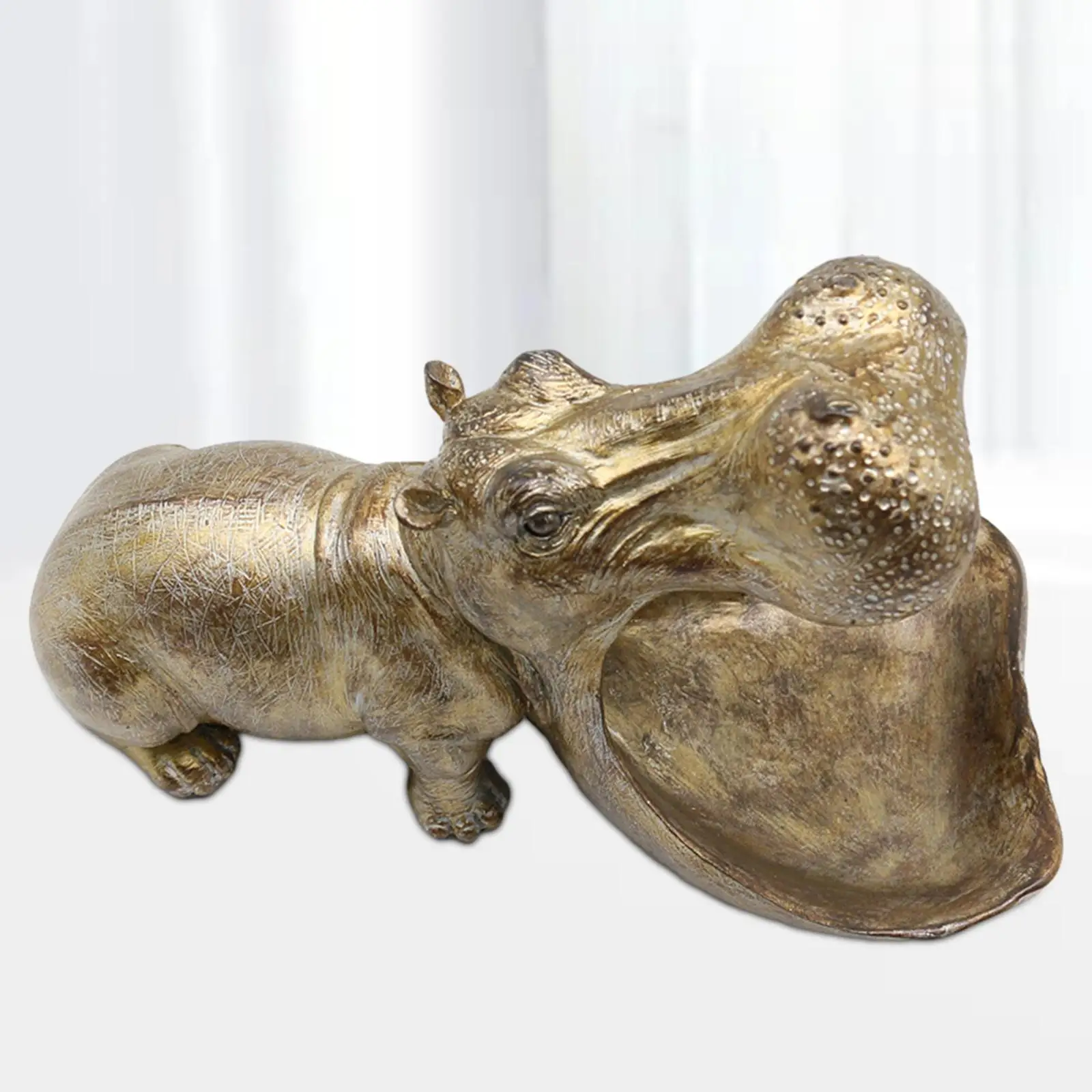 

Open Mouth Hippo Statue Resin Multipurpose Cute Modern Desk Storage Tray for Bookshelf Cabinet Dining Table Office Home Decor