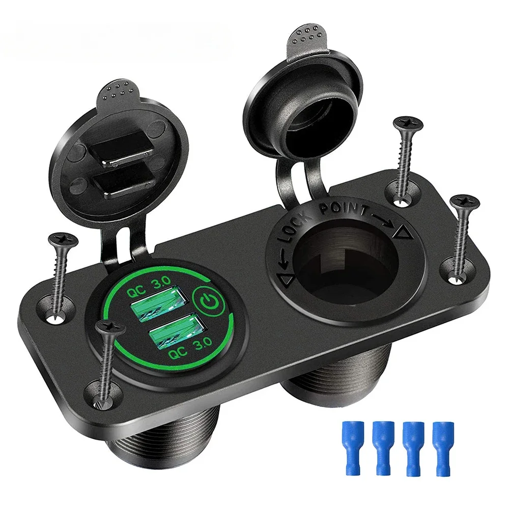 

12 В-24 В Двойное Зарядное устройство USB водонепроницаемый адаптер питания Автомобильное зарядное устройство гнездо прикуривателя с сенсорным выключателем