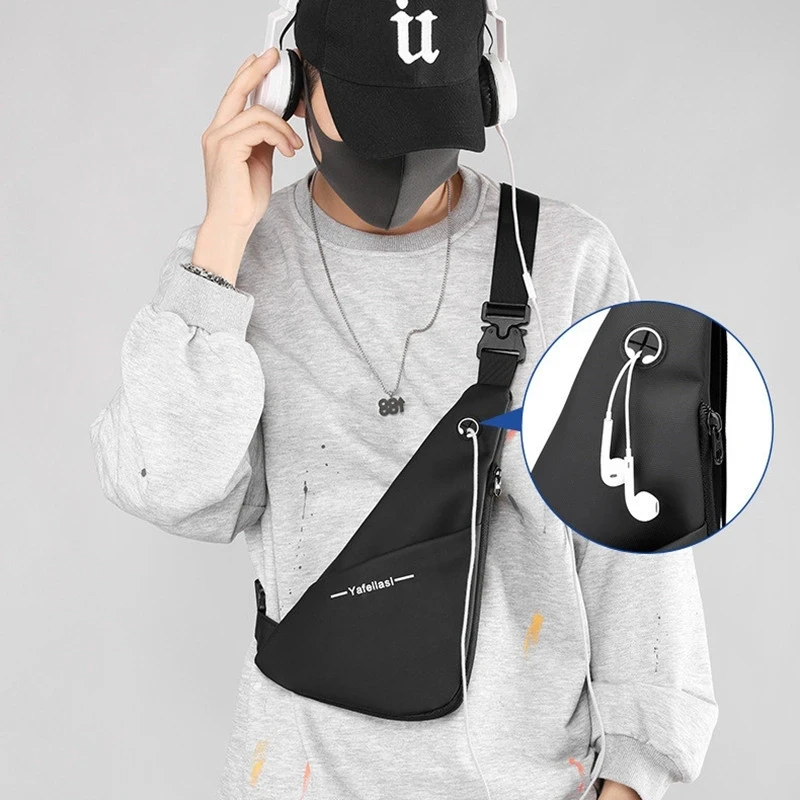 Men's Ultra Thin Cross Body Packs Waterproof Travel Shoulder Bags Multifunction Chest Bags Messenger for Male Women Female