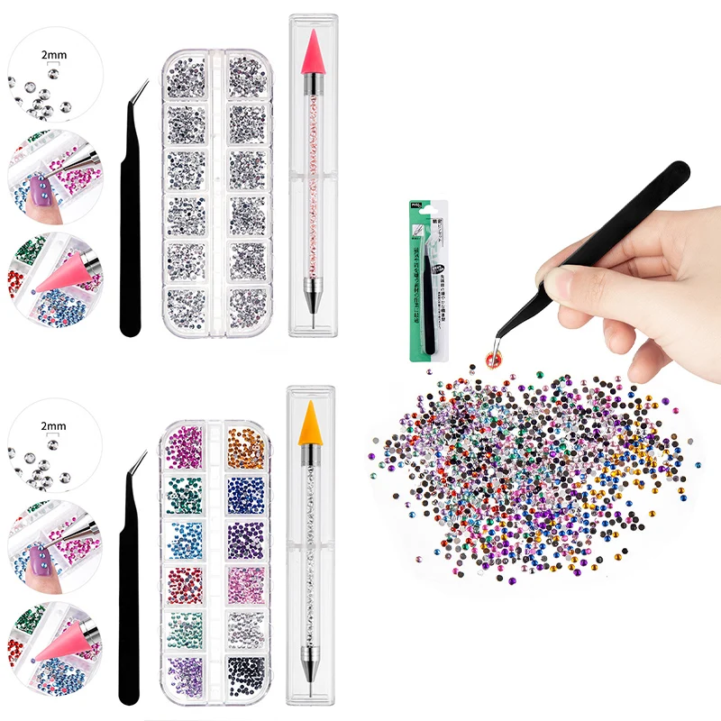 

Diy 3D Nail Art Accessories Colorful Crystal Ab Drill Manicure Rhinestones Double-Ended Silicone Spot Drill Pen Nail Beauty Tool