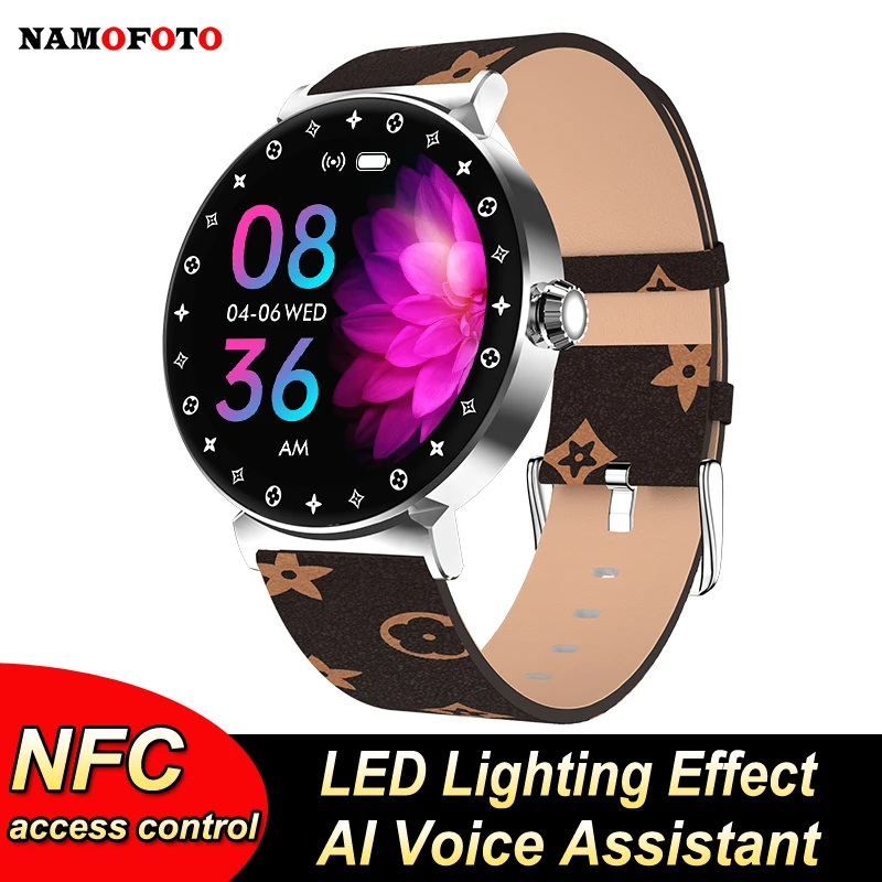 

New Men Smart Watch Women 1.28'' Bluetooth Call LED Lighting Effect NFC Access Control BP SPO2 Sports Fitness Tracker Smartwatch