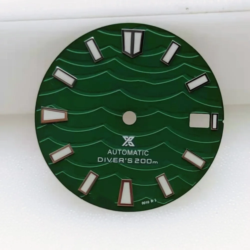 NH35 Dial Green Luminous Abalone Modified NH36 Movement Matte Pattern Literally Watch Accessories Size 28.5mm