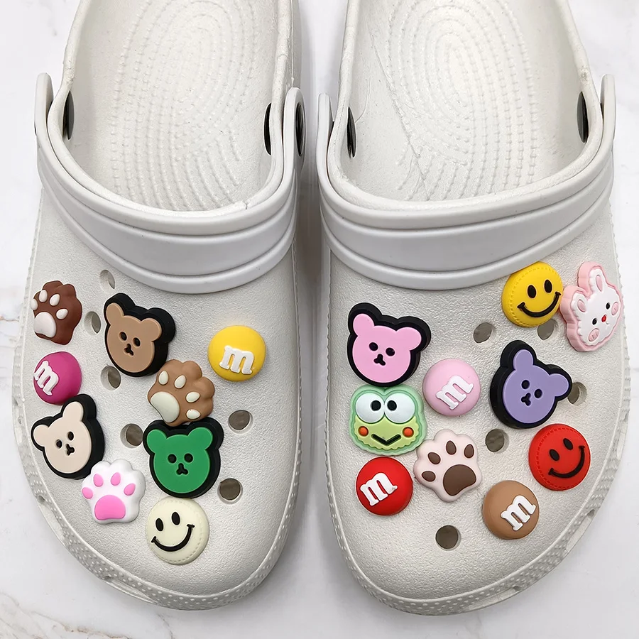 

4-6 шт./компл. Симпатичные пуговицы в виде животных и кошек, подвески, красочные смайлики, медведь, аксессуары для обуви, пряжка, украшение Jibz, подвески для крокса