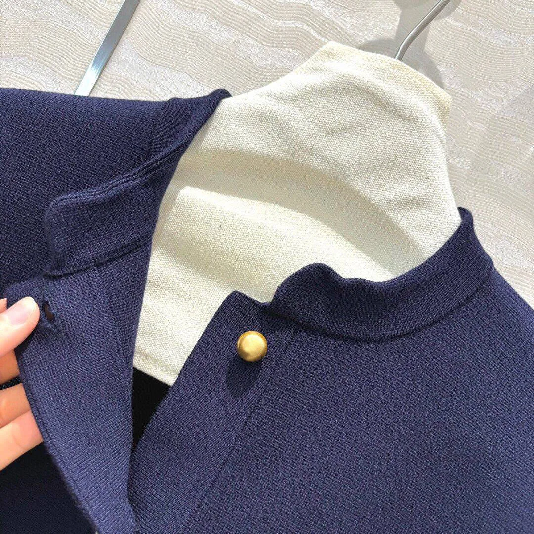 Новинка 2024 осенняя мода однотонные оборки лоскутные жемчужные пуговицы