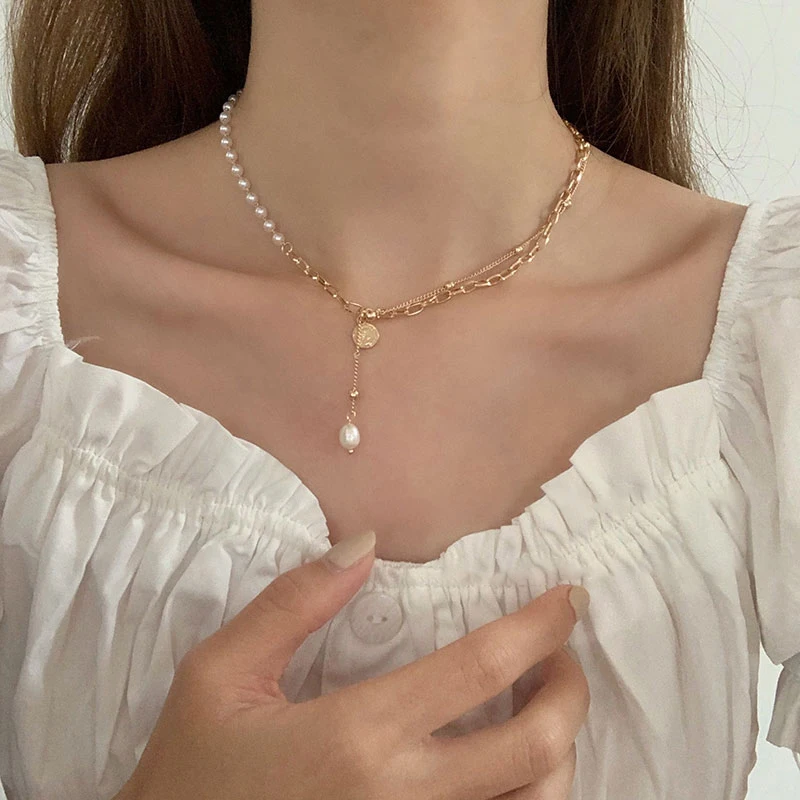 

New Freshwater Pearl Necklace for Women Simple Design Love Pendant Net Red Fashion Temperament Jewelry Women
