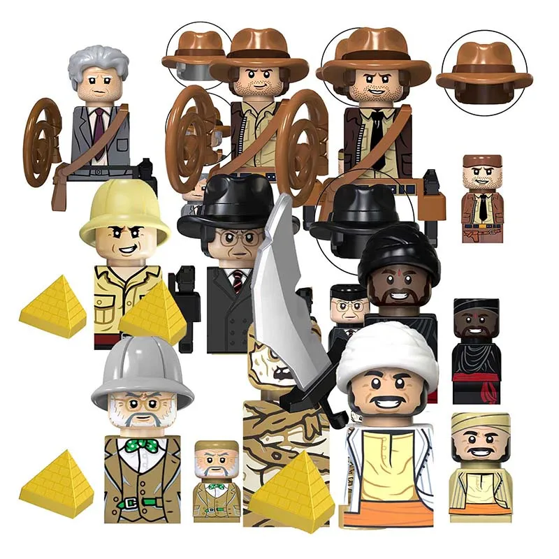 TV6301 Movies Indiana Jones Professor Henry Rene Mummies Belloq Spy Building Blocks Cartoon Mini-Figures Action Toy Bricks Kids