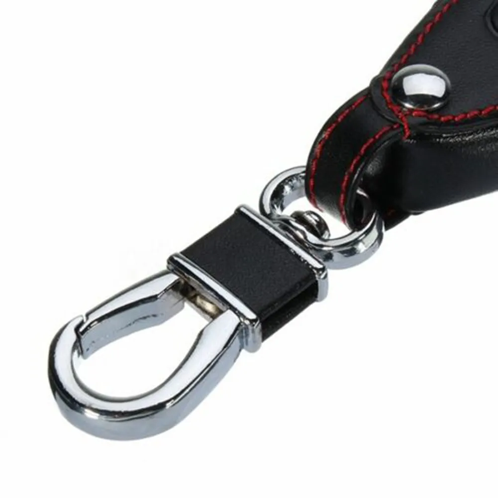 

13x3.4x1.9cm Key Case 3 Button Black Key Fob Cover Case Leather Remote