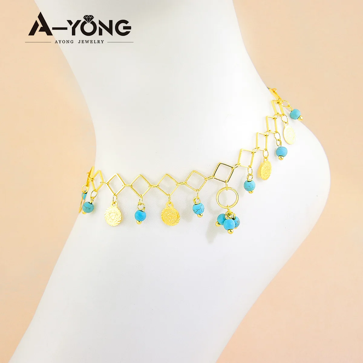 

AYONG Women Elegant Anklet Bracelet 18k Gold Plated Foots Link Chain Girls Ankle Bracelet Foot Jewelry Accessories