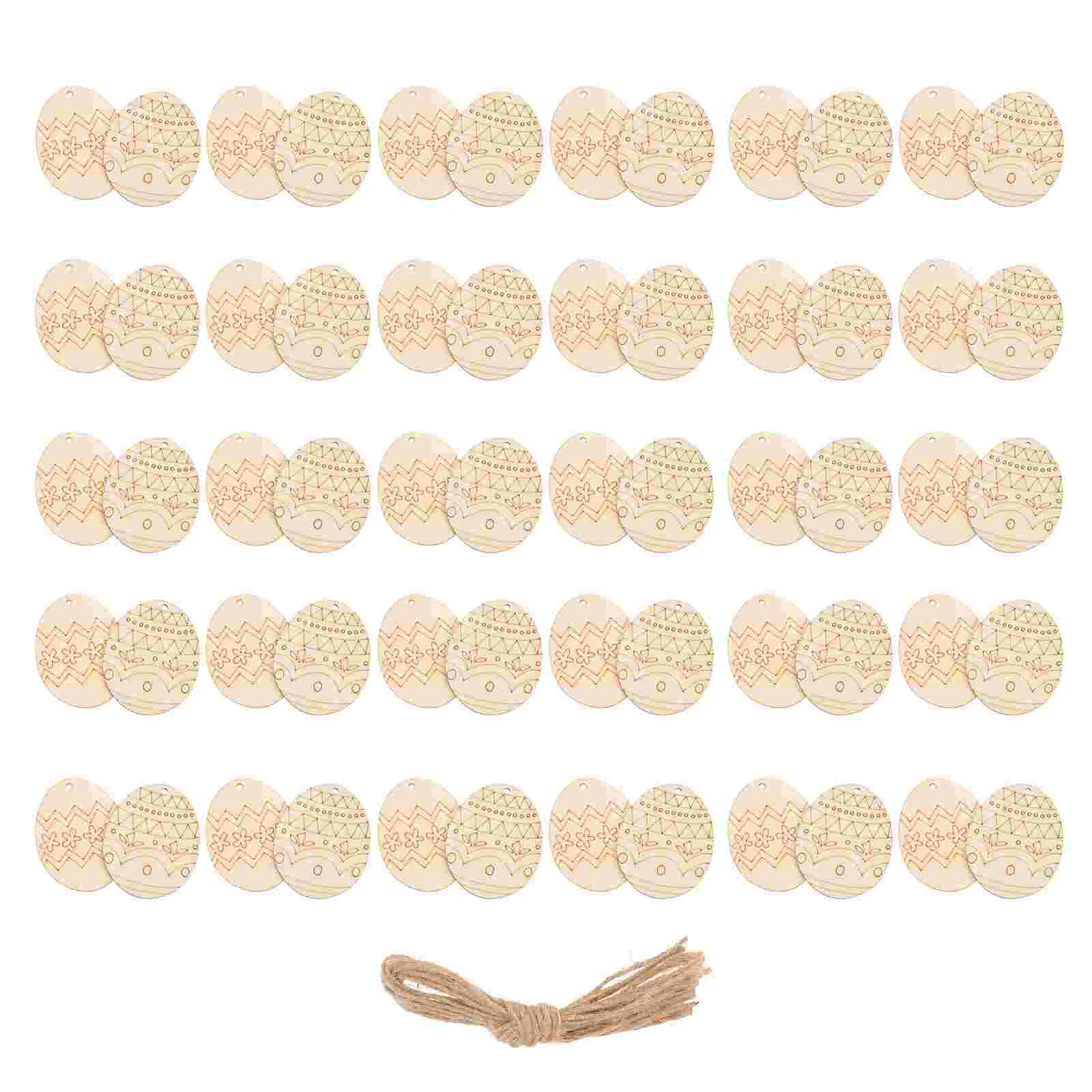 

60 шт., подвесные деревянные яйца с мультяшным рисунком