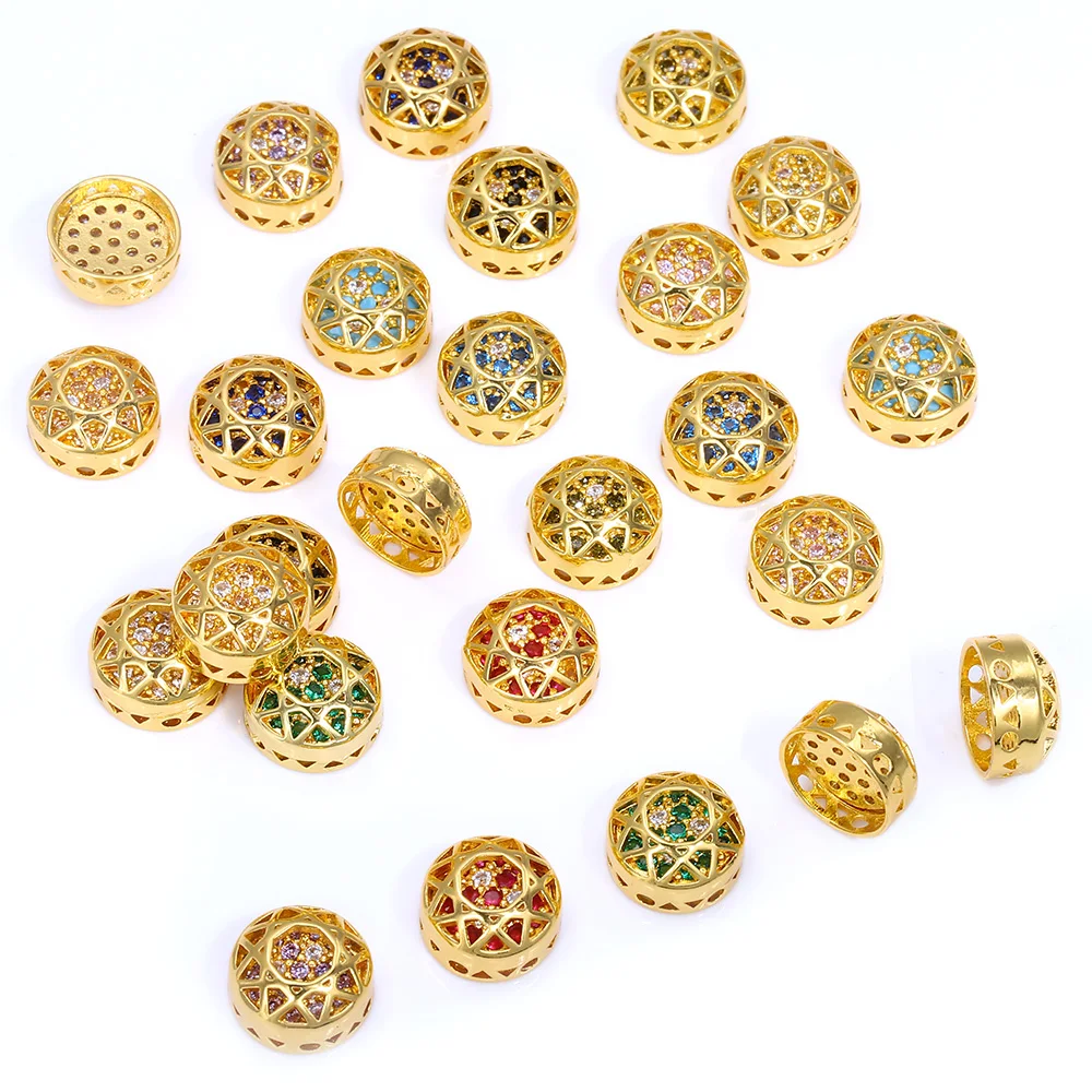 

4/40Pcs 10mm Round Cubic Zirconia Alloy Charms Golden Plated Base Crystal Stone Sewn Rhinestone for DIY Sewing Clothes Dresses