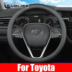 38CM PU leather Car Styling Steering Wheel Cover for Toyota Corolla Avensis Yaris Rav4 Hilux Chr Camry Auris Auto accessories