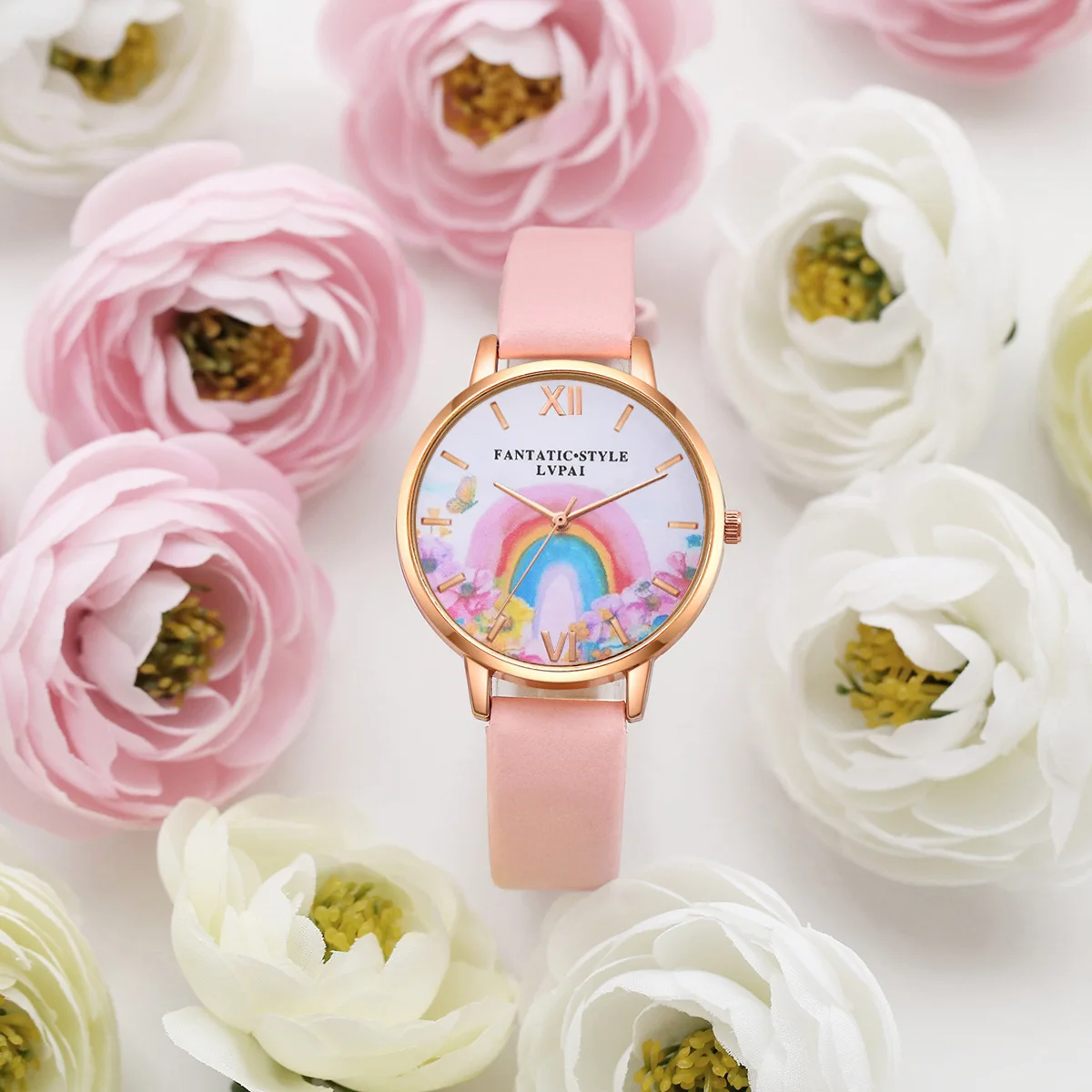 

watch for women watches luxury brand reloj muje 2022best selling products Fashion Casual Ladies Rainbow Pattern Watch Watch Set
