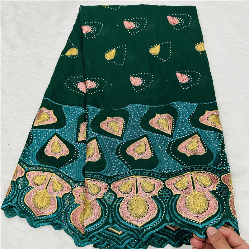 

5 yard Swiss lace fabric heavy beaded With stones embroidery African 100% cotton Swiss voile lace popular Dubai style HL072703
