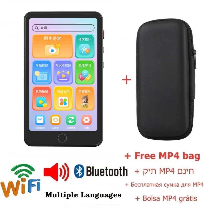 Multiple Languages Android Mp4 Player Mini Portable Wifi MP4 64gb Touch Screen Video Bluetooth Mp3 Music Player Speaker Fm Radio