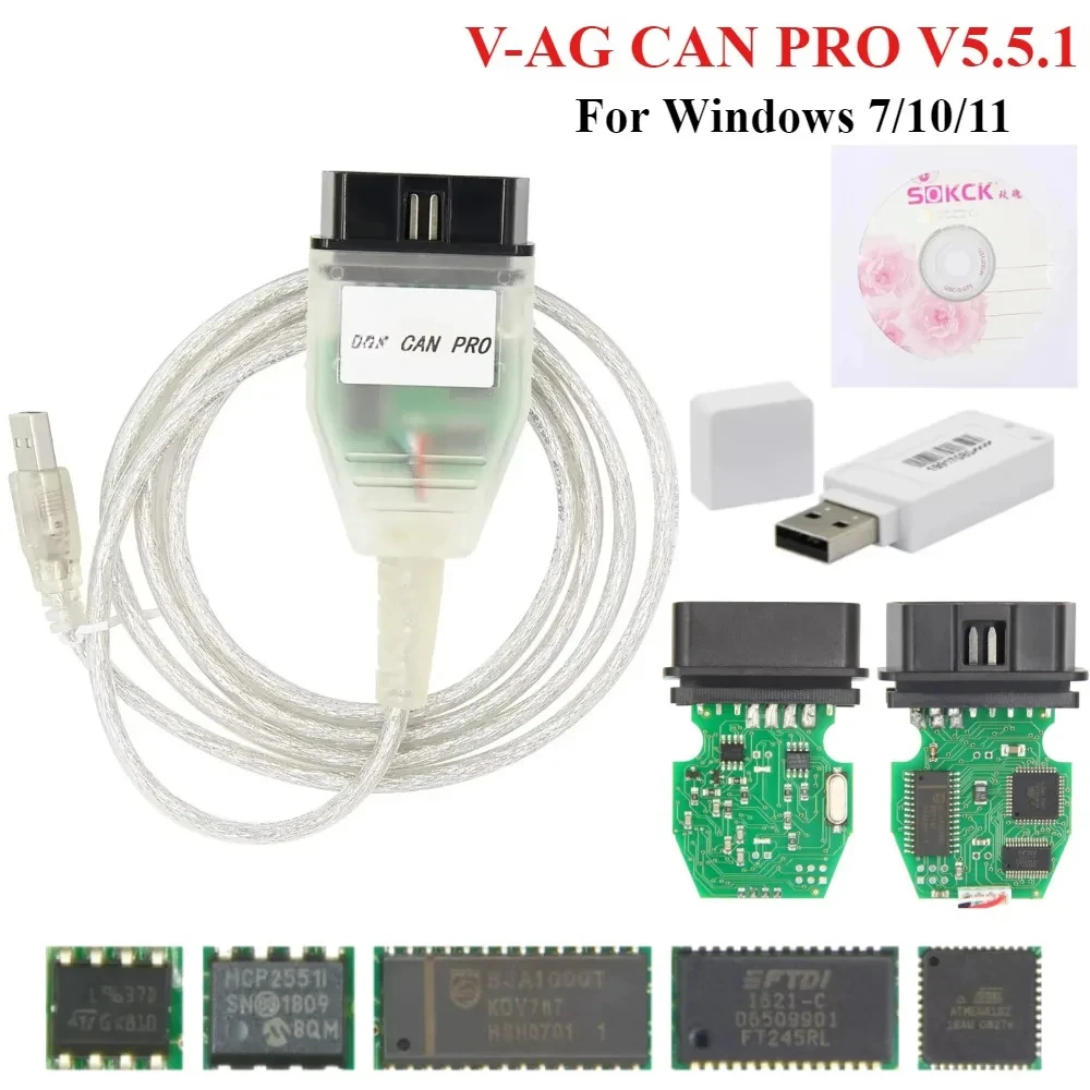 FOVAG CAN PRO 2020 V5.5.1 с ключом и чипом FTDI FT245RL VCP OBD2 Диагностический интерфейс USB-кабель Поддержка Can Bus UDS K Line (art.: 3920d274ae666) - 3920d274ae666
