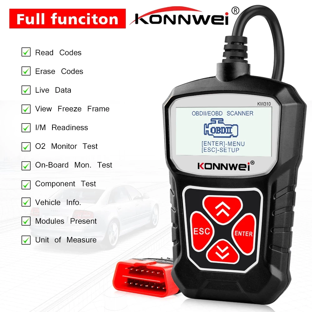 

KONNWEI KW310 OBD2 Scanner for Auto OBD 2 Car Scanner Diagnostic Tool Automotive Scanner Car Tools Russian Language PK Elm327