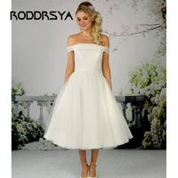 roddrsya elegant short wedding dress spot tulle boat neck a line bridal gown good quality to order vestidoa de novia custom made