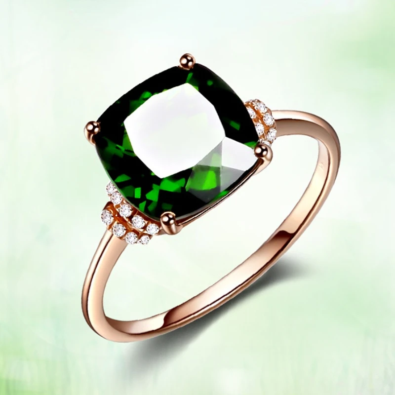 Luxury Square Emerald Ring for Women Fashion Gold Color Inlaid Green Zircon Wedding Rings Bridal Engagement Jewelry