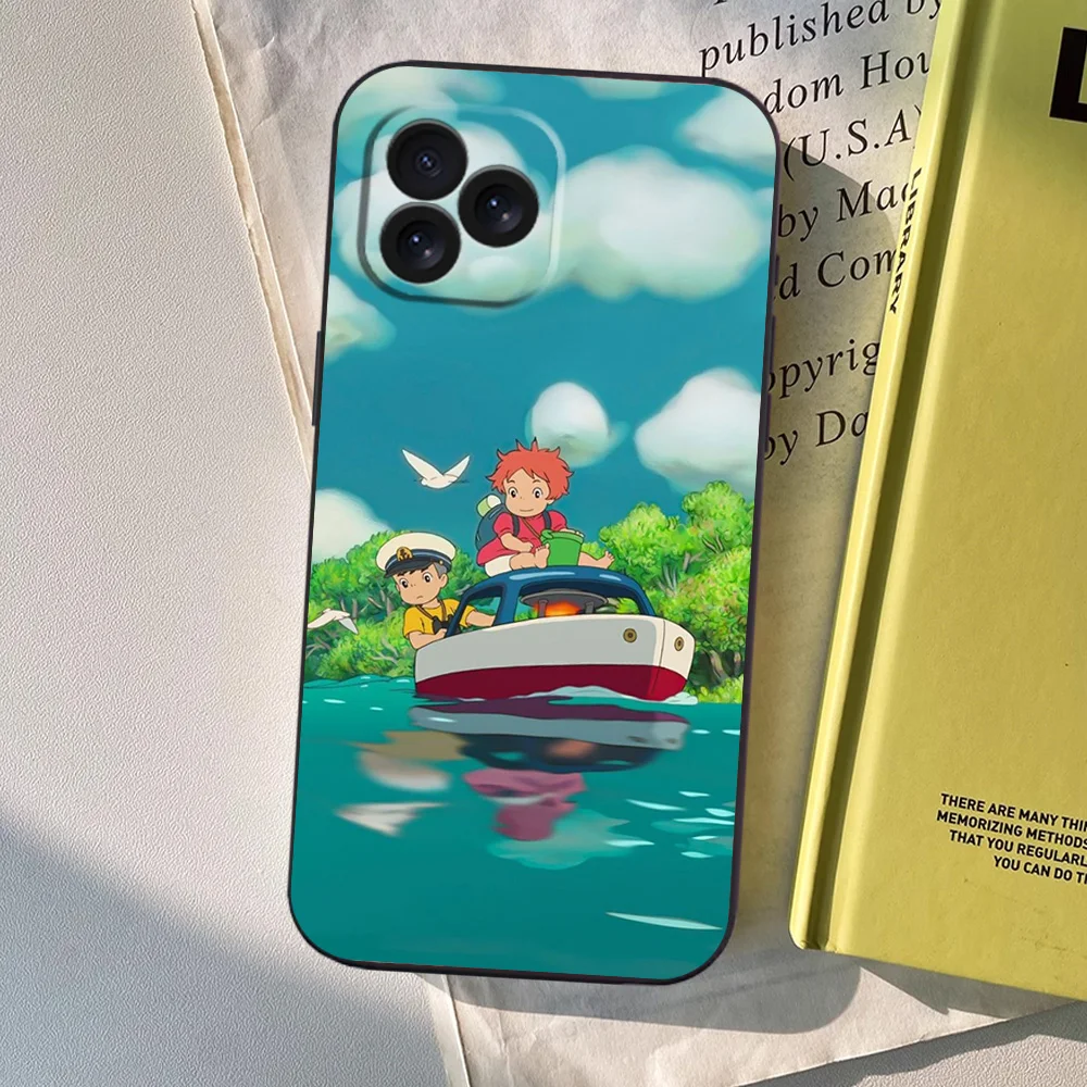 P-Ponyo Anime Phone Case For Samsung A03 A04 A05 S A13 A34 A53 4G 5G S22 S23 ULTRA Black Soft Silicone Cover
