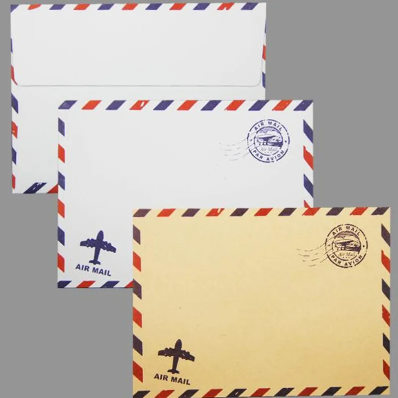 

50pcs Retro Kraft Paper Airmail Envelopes A Grade Material Party Treats Favor Bag Message Pouch Vintage Zakka Post Mailer