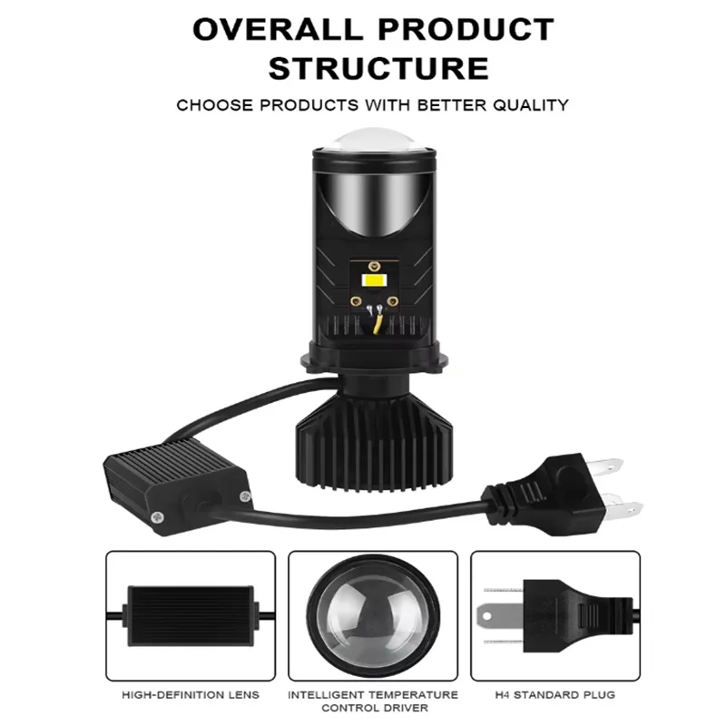 

Y6 H4 светодиодный проектор, линза проектора с вентилятором охлаждения, 90 Вт, автомобильная лампа дальнего света 12 В