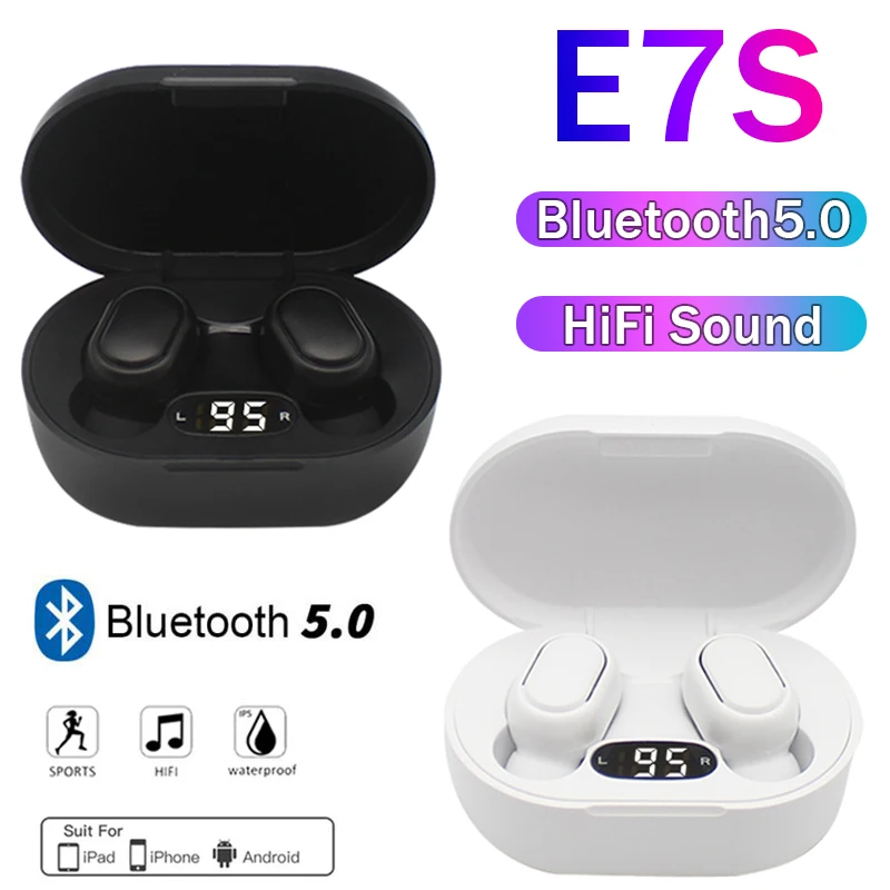 

E7S TWS Fone Earphone Bluetooth 5.1 Wireless Headphones Noise Cancelling Earbuds with Mic Wireless Bluetooth Headsets for Xiaomi